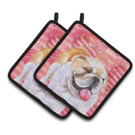 Carolines Treasures English Bulldog Love Pair of Pot Holders BB9726PTHD